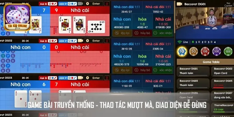 Các bàn cược game bài tại sảnh đều được đánh giá cao
